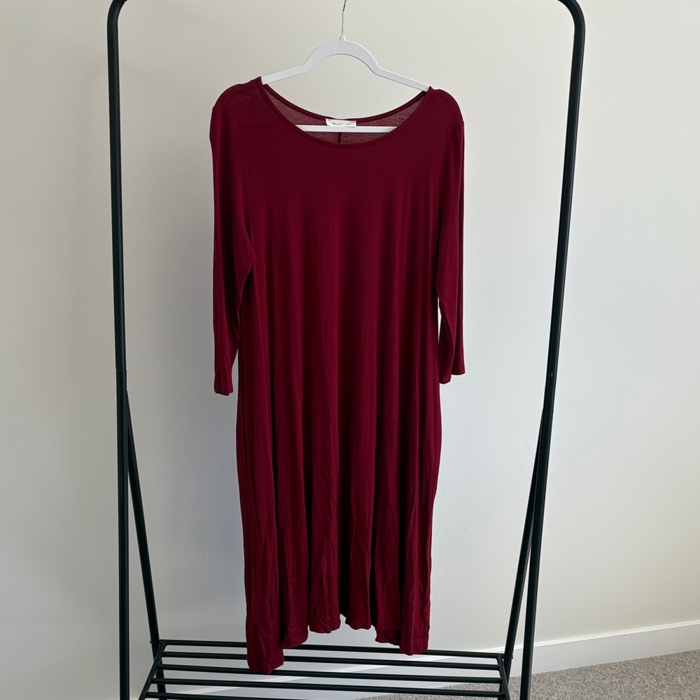 Chic Long Sleeve Burgundy Dress